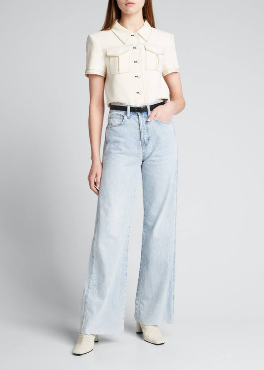 Taylor High Waist Wide Leg Jeans In Pale Stone