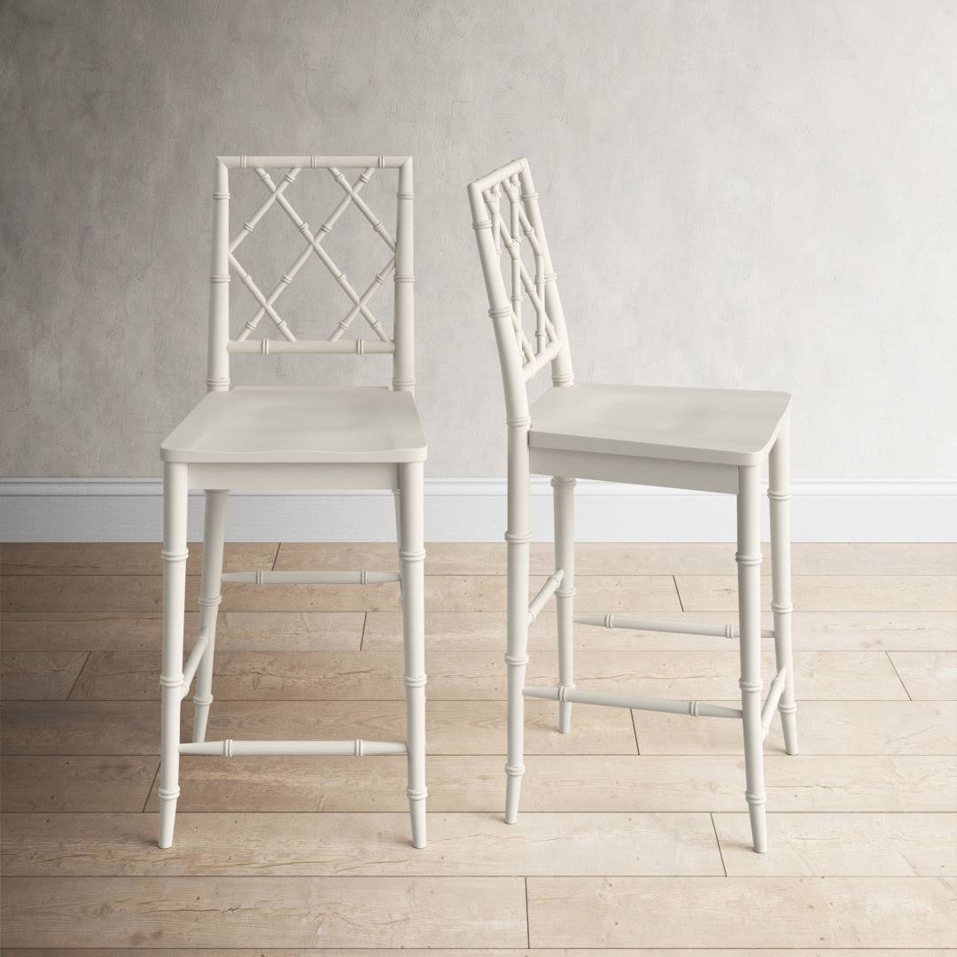 Teague Solid Wood Bar Stool Color: White, Seat Height: Bar Height (29" Seat Height)