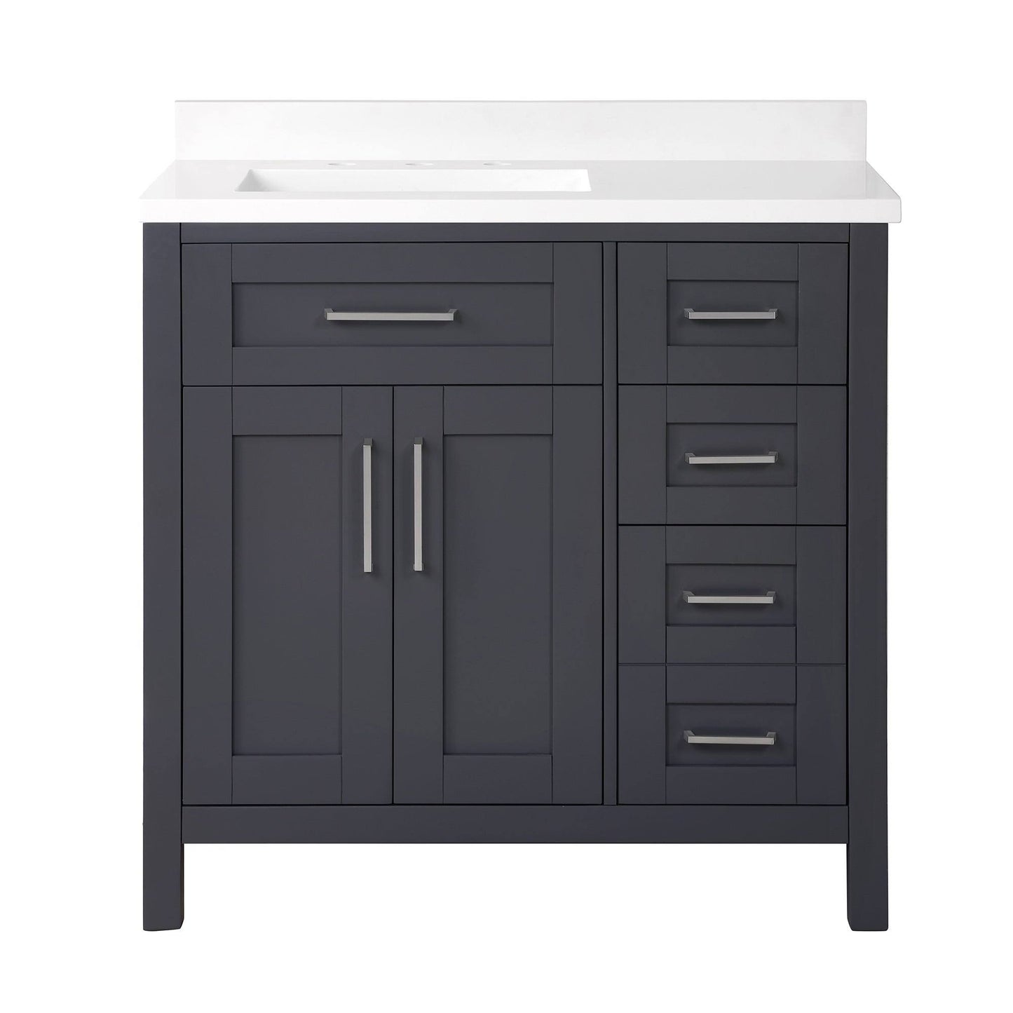 Tahoe 36 In. Dark Charcoal Bathroom Vanity, White