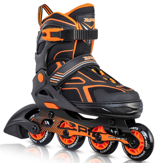 Torinx Orange Black Boys Adjustable Inline Skates Fun Roller Blades For Kids Beginner Roller Skates For Girls Men And Ladies - Medium