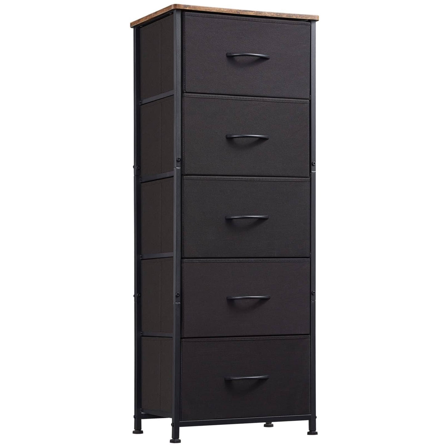 Tall Dresser For Bedroom With 5 Drawers, Storage Chest Of Drawers With Removable Fabric Bins For Closet Bedside Nursery Laundry Living Room