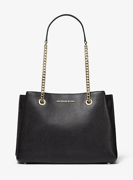 Teagan Large Pebbled Leather Shoulder Bag In Black