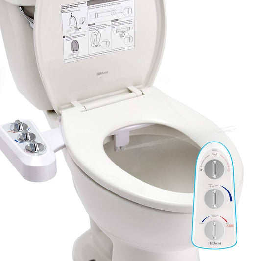 Toilet Seat Bidet With Self Cleaning Dual Nozzle, Hot And Cold Water Spray Non-Electric Mechanical Bidet Toilet Attachment For Rear Or