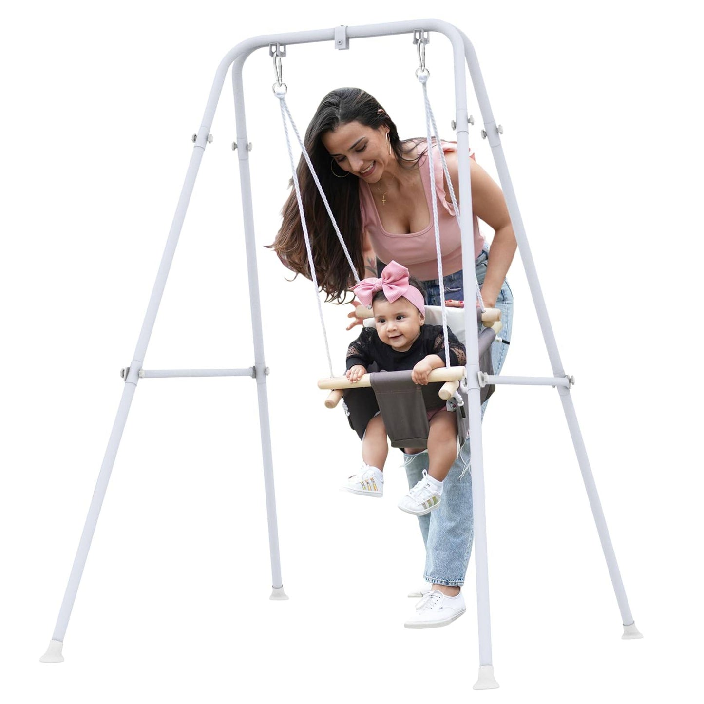 Taleco Gear Toddler Swing, Baby Swing With Stand,Swing Set For Infant,Outdoor Indoor Swing Set With Canvas Cushion Seat