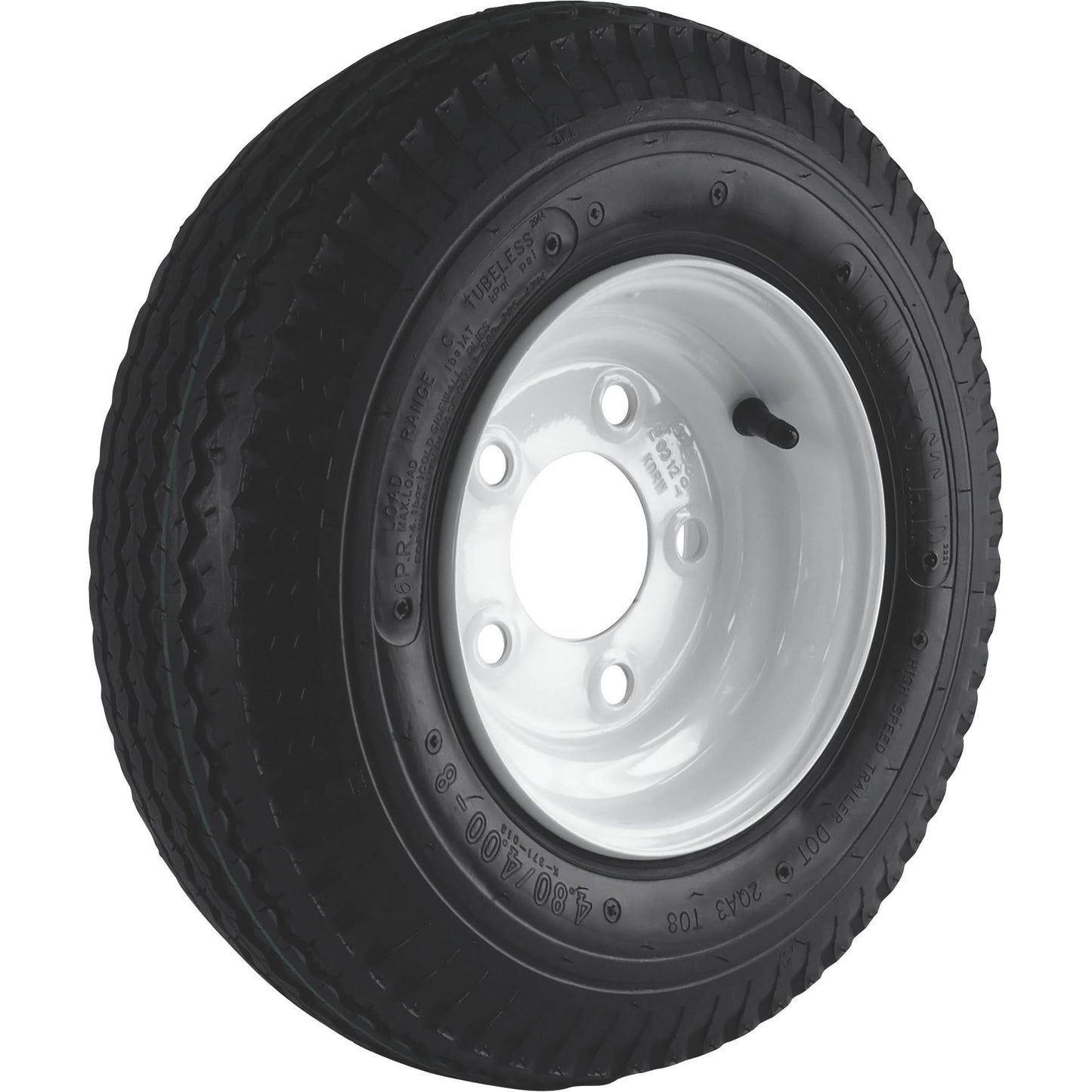 Tool And Equipment 121111 5-Hole High Speed Standard Rim Design Trailer Tire Assembly - 16 5 X 4 80 X 8 Inch