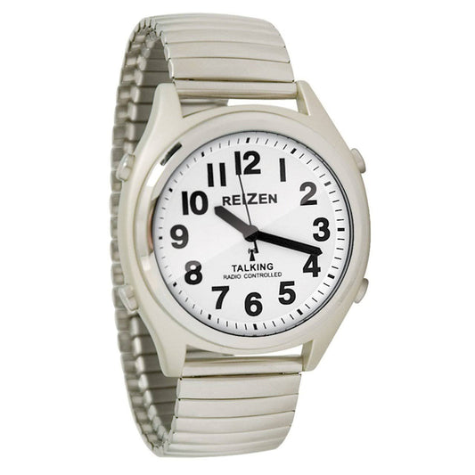 Talking Atomic Watch - White Face-Black Numbers-Expansion Band