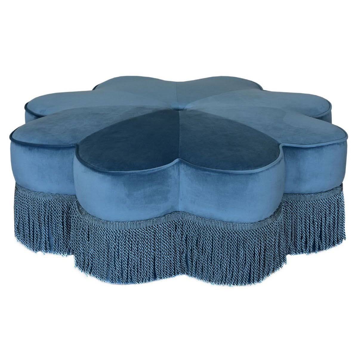 Tanith Flower Ottoman - Dusty Blue