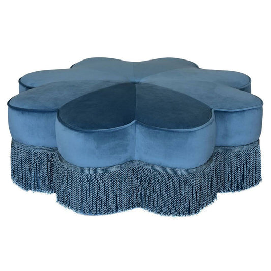 Tanith Flower Ottoman - Dusty Blue