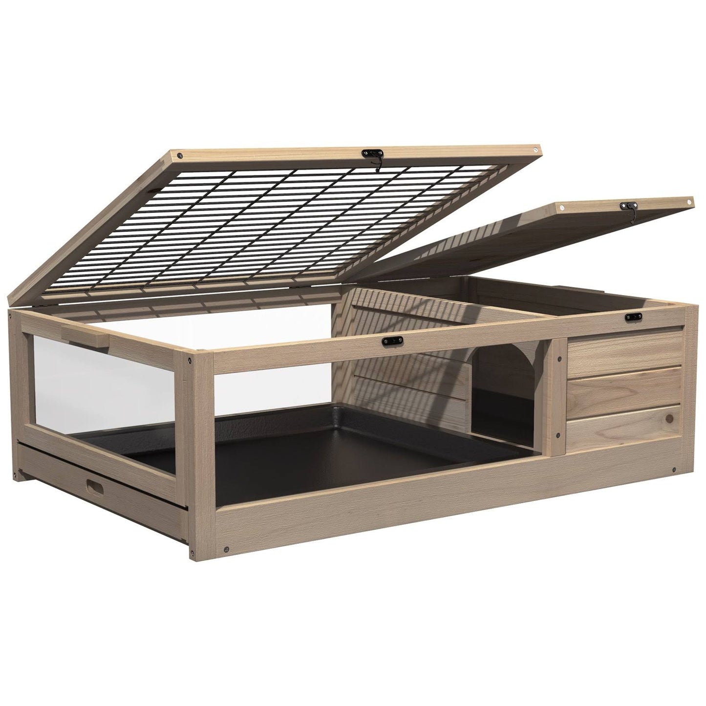 Tortoise House Indoor Turtle Habitat Reptile Cage Removable Waterproof Tray, Boy's, Size: 7.1, Beige