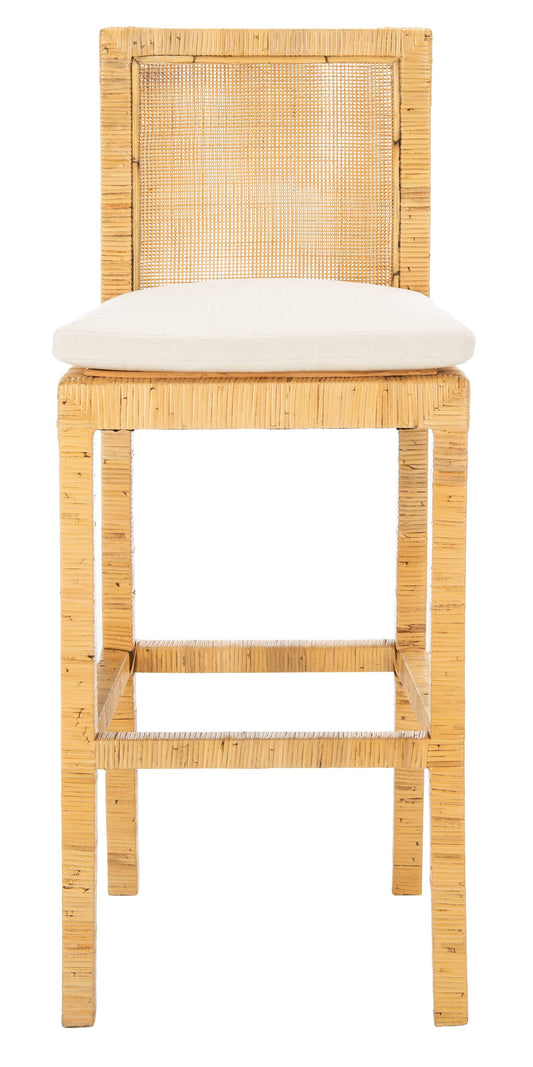 Tojo Cane Bar Stool With Cushion Natural /White