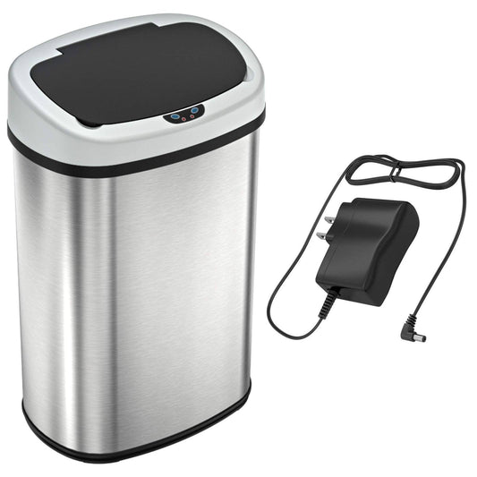 Touchless Sensor Trash Can With Odor Control System, Stainless Steel, 49 Liter / 13 Gallon, Oval