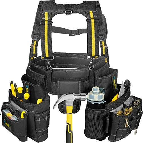 Tool Belt Suspenders Tool Vest Ultra Anti-Wear Tool Belt 20-Pocket Pro Framer's Combo Apron Tool Belt And Yoke-Style Suspenders-1200d Tool